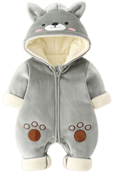 Newborn Baby Cartoon Clothes Autumn And Winter Plus Cotton Romper Climbing Clothes For Men And Women - Happy Coo